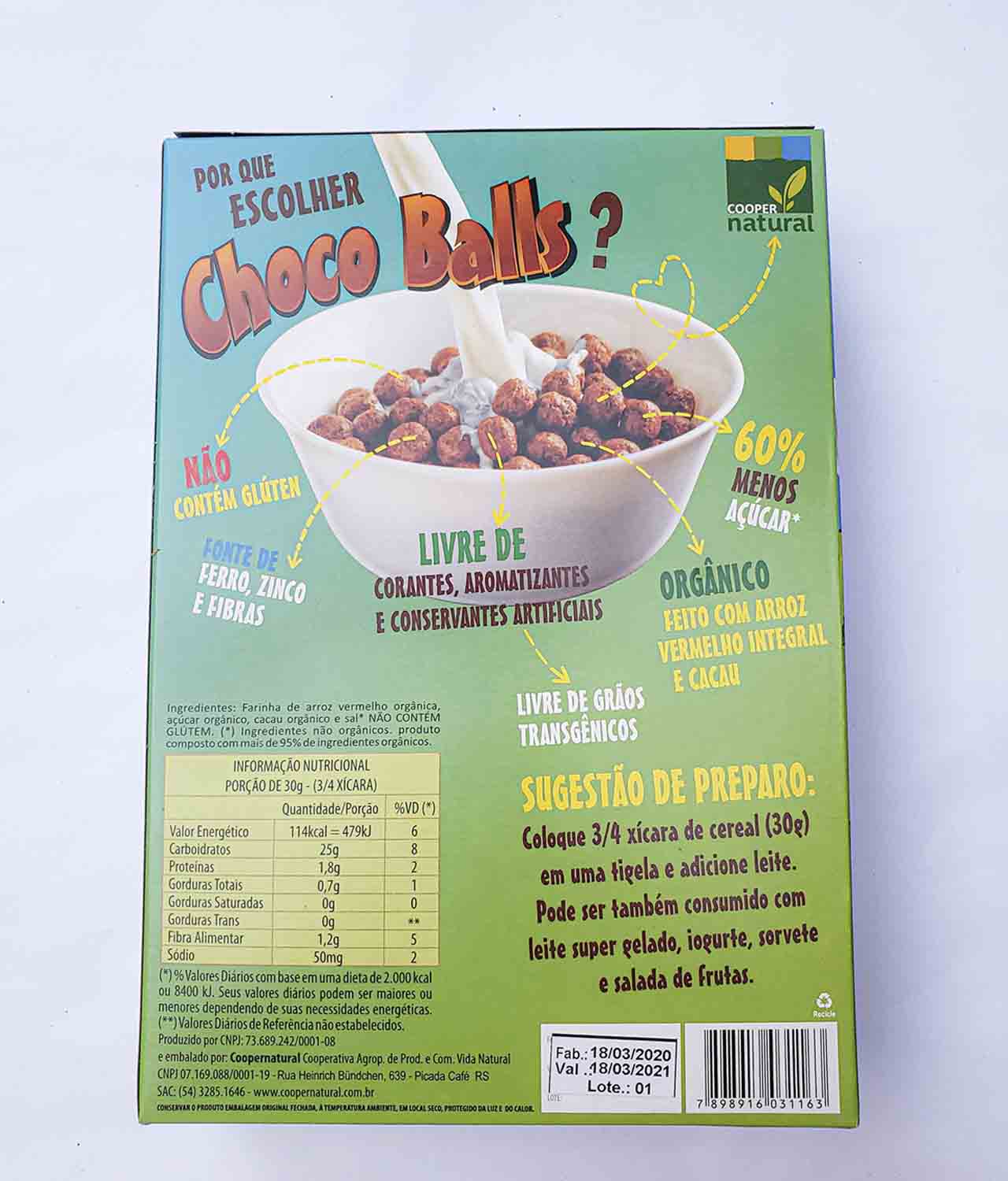Choco Balls - Cereal a base de Arroz Vermelho Orgânico (220g) - Coopernatural - Imagem 2