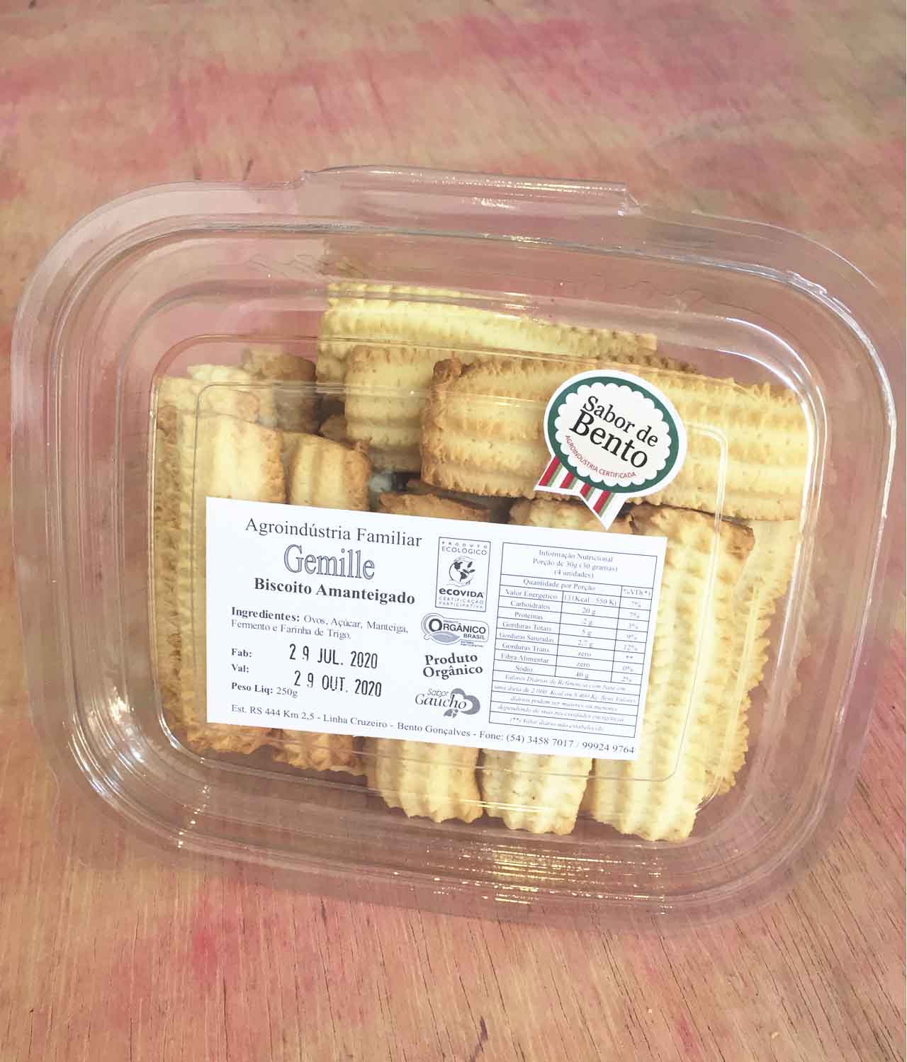Biscoito Amanteigado Orgânico (250g) - Gemille