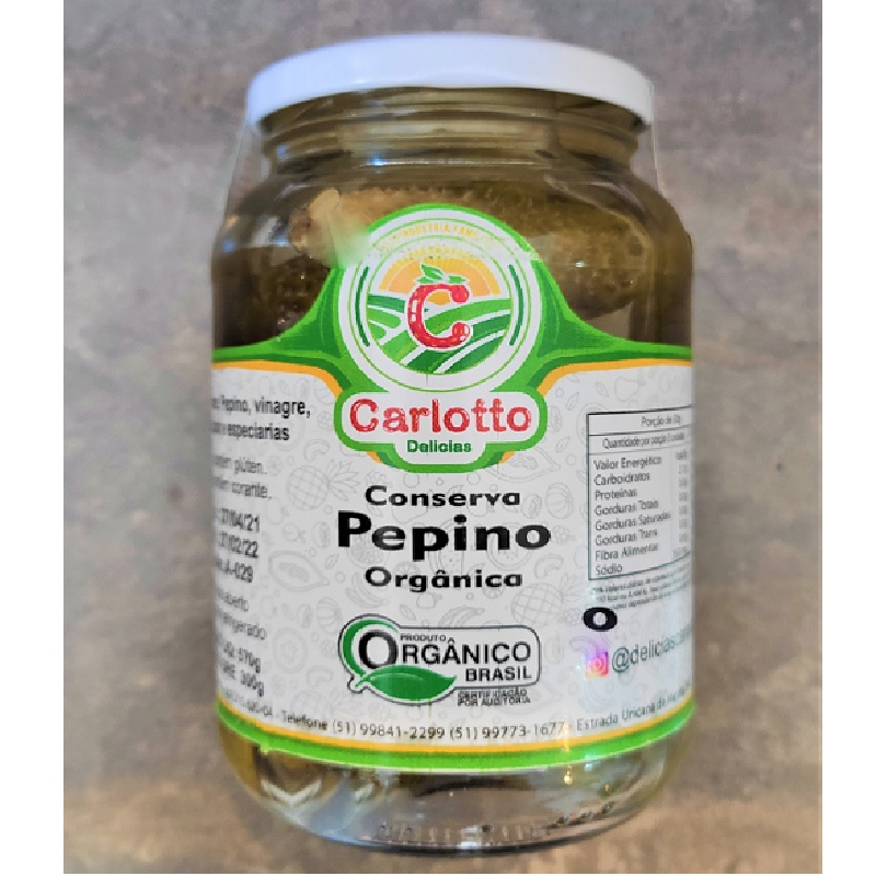 Conserva de Pepino Orgânica (570g) - Delícias Carlotto