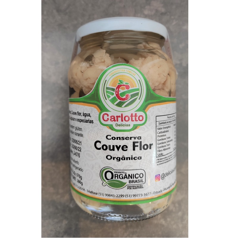 Conserva de Couve-flor Orgânica (570g) - Delícias Carlotto