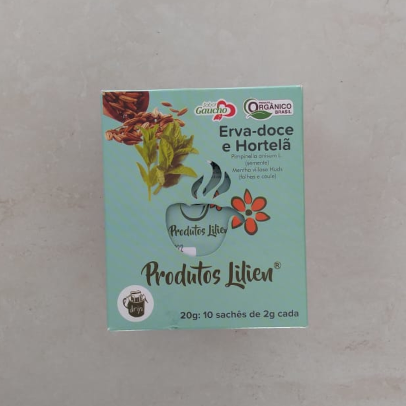 Chá Orgânico de Erva-doce e Hortelã (10 sachês Dreap Tea de 2g cada) - Produtos Lilien