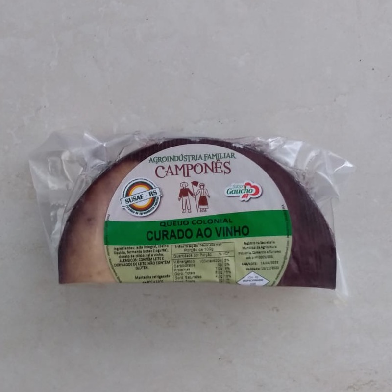 Queijo Colonial - Curado ao Vinho (un. de aprox. 400g) - Agroindústria Familiar Camponês