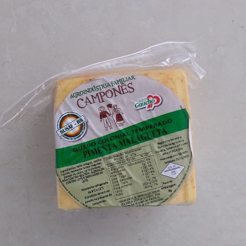 Queijo Colonial Temperado - Pimenta Malagueta (un. de aprox. 500g) - Agroindústria Familiar Camponês