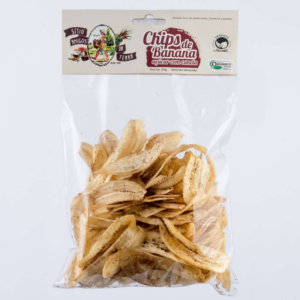 Chips Orgânico de Banana com Açúcar e Canela (100g) - Sítio Amigos da Terra