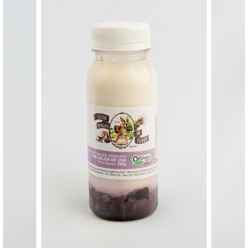 Iogurte Natural Desnatado Orgânico com Geleia de Uva (200g) - Sítio Amigos da Terra